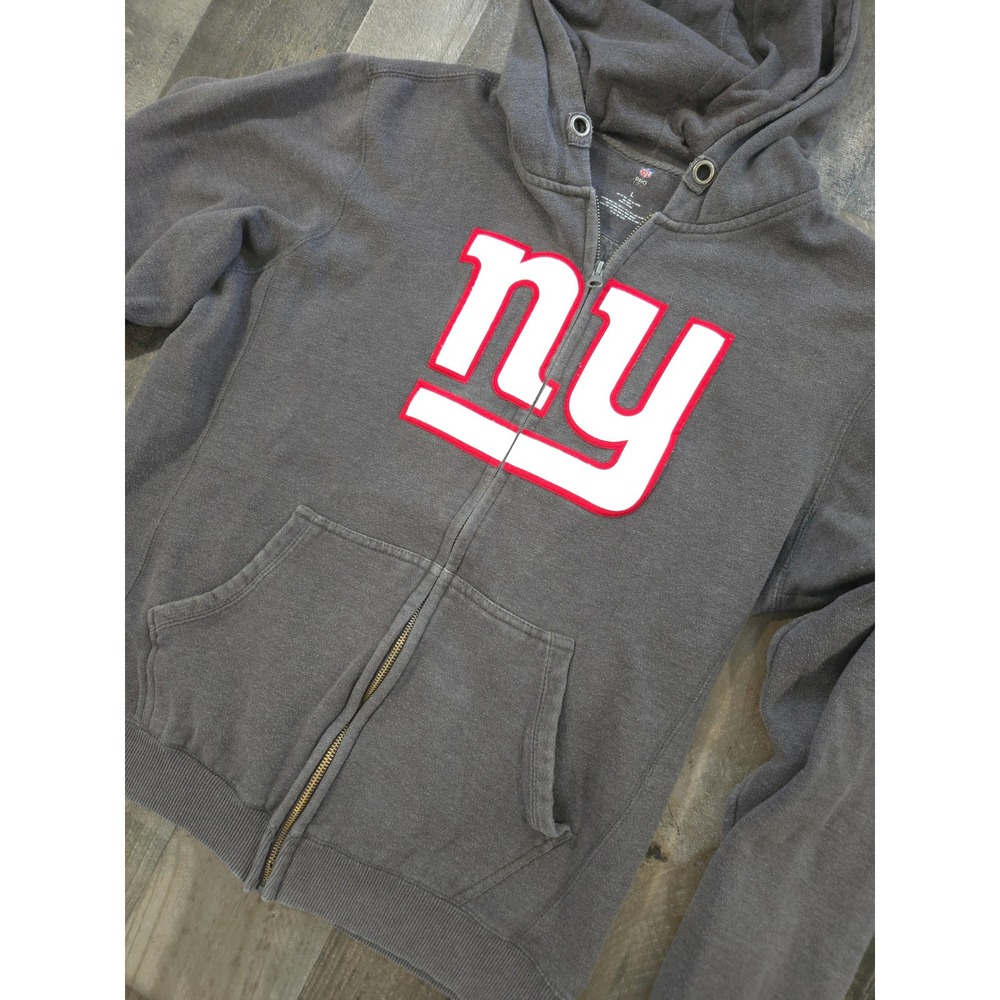 Distressed Style NY Giants Bobby Abreu #88 Zip Up Hoodie Sweatshirt Large Gray